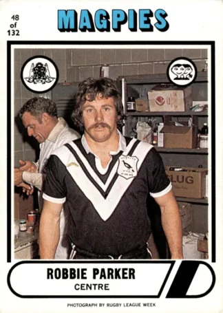 1976 Scanlens Common Card - Base 048 Robbie Parker Western Suburbs Magpies