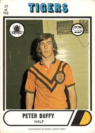 1976 Scanlens Common Card - Base 057 Peter Duffy Balmain Tigers