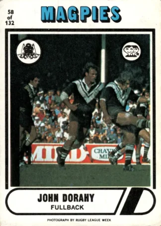 1976 Scanlens Common Card - Base 058 John Dorahy Western Suburbs Magpies