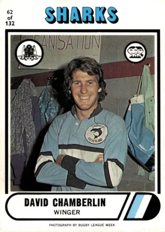 1976 Scanlens Common Card - Base 062 David Chamberlin Cronulla Sharks