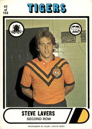 1976 Scanlens Common Card - Base 063 Steve Lavers Balmain Tigers