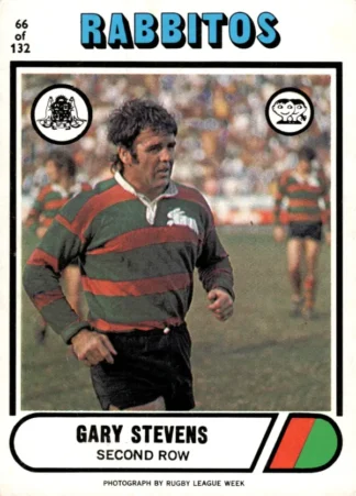 1976 Scanlens Common Card - Base 066 Gary Stevens South Sydney Rabbitohs