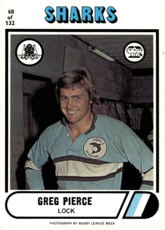 1976 Scanlens Common Card - Base 068 Greg Pierce Cronulla Sharks