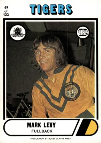 1976 Scanlens Common Card - Base 069 Mark Levy Balmain Tigers