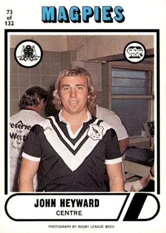 1976 Scanlens Common Card - Base 073 John Heyward Western Suburbs Magpies
