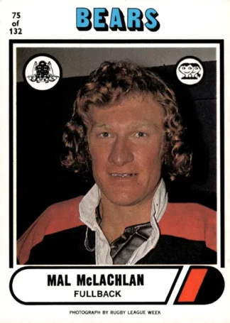 1976 Scanlens Common Card - Base 075 Mal McLachlan North Sydney Bears