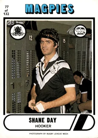 1976 Scanlens Common Card - Base 077 Shane Day Western Suburbs Magpies