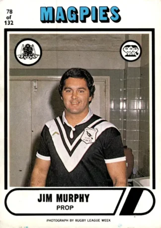 1976 Scanlens Common Card - Base 078 Jim Murphy Western Suburbs Magpies