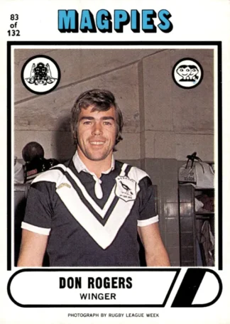 1976 Scanlens Common Card - Base 083 Don Rogers Western Suburbs Magpies