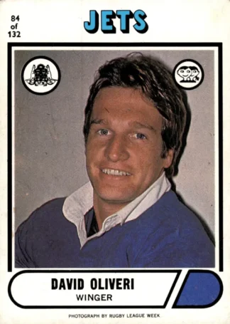1976 Scanlens Common Card - Base 084 David Oliveri Newtown Jets