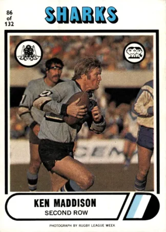 1976 Scanlens Common Card - Base 086 Ken Maddison Cronulla Sharks