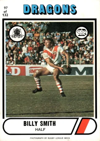 1976 Scanlens Common Card - Base 097 Billy Smith St George Dragons