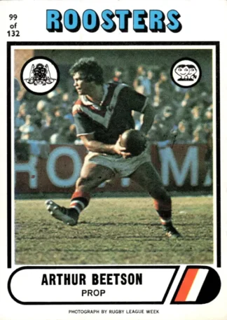 1976 Scanlens Common Card - Base 099 Arthur Beetson Eastern Suburbs Roosters