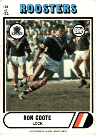 1976 Scanlens Common Card - Base 101 Ron Coote Eastern Suburbs Roosters