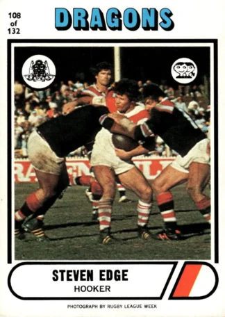 1976 Scanlens Common Card - Base 108 Steven Edge St George Dragons