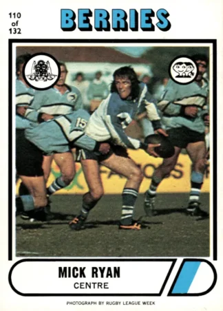 1976 Scanlens Common Card - Base 110 Mick Ryan Canterbury Berries