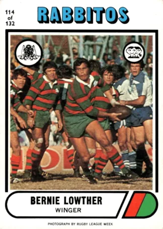 1976 Scanlens Common Card - Base 114 Bernie Lowther South Sydney Rabbitohs