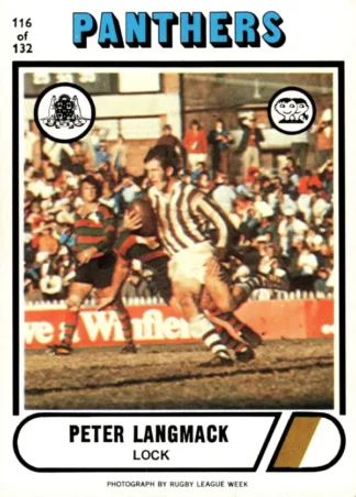 1976 Scanlens Common Card - Base 116 Peter Langmack Penrith Panthers