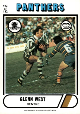 1976 Scanlens Common Card - Base 122 Glenn West Penrith Panthers
