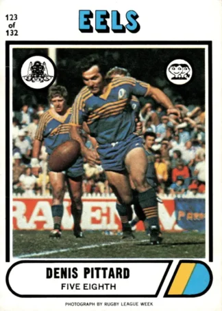 1976 Scanlens Common Card - Base 123 Denis Pittard Parramatta Eels