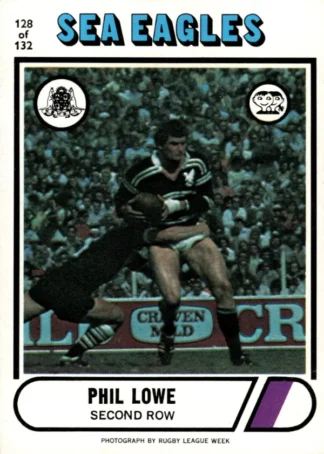 1976 Scanlens Common Card - Base 128 Phil Lowe Manly Sea Eagles