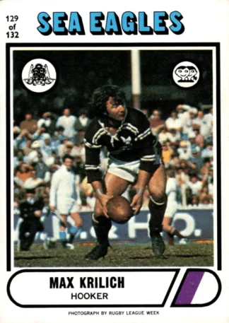 1976 Scanlens Common Card - Base 129 Max Krilich Manly Sea Eagles
