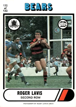 1976 Scanlens Common Card - Base 132 Roger Lavis North Sydney Bears