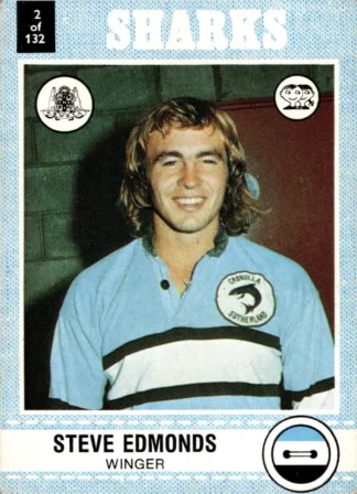 1977 Scanlens Common Card - Base 002 Steve Edmonds Cronulla Sharks
