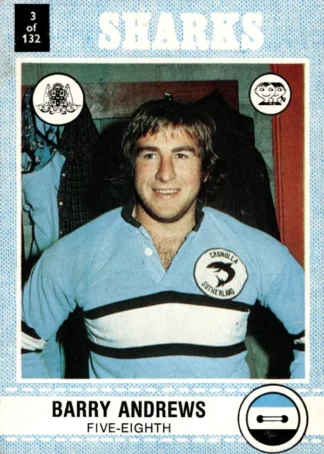 1977 Scanlens Common Card - Base 003 Barry Andrews Cronulla Sharks