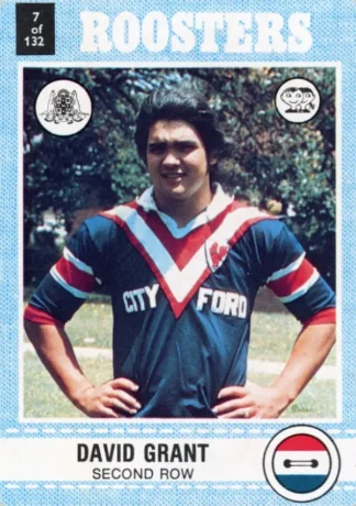 1977 Scanlens Common Card - Base 007 David Grant Eastern Suburbs Roosters