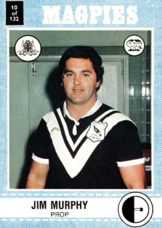 1977 Scanlens Common Card - Base 010 Jim Murphy Western Suburbs Magpies