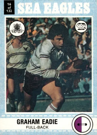 1977 Scanlens Common Card - Base 016 Graham Eadie Manly Sea Eagles