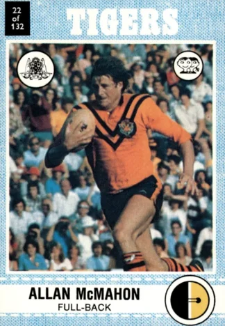 1977 Scanlens Common Card - Base 022 Allan McMahon Balmain Tigers