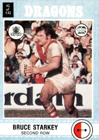 1977 Scanlens Common Card - Base 042 Bruce Starkey St George Dragons