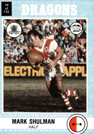 1977 Scanlens Common Card - Base 044 Mark Shulman St George Dragons