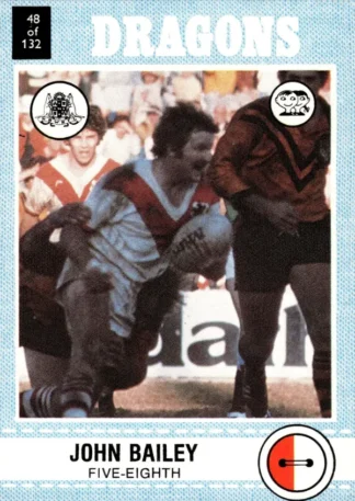 1977 Scanlens Common Card - Base 048 John Bailey St George Dragons