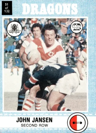 1977 Scanlens Common Card - Base 051 John Jansen St George Dragons
