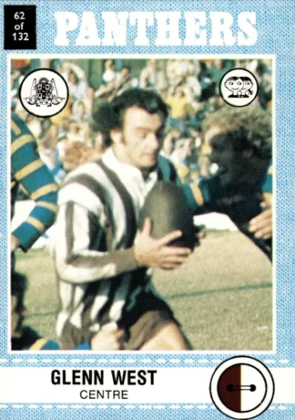 1977 Scanlens Common Card - Base 062 Glenn West Penrith Panthers