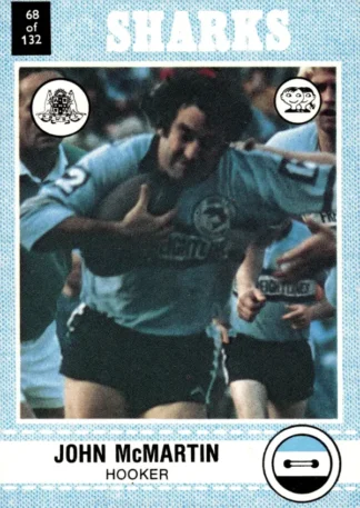 1977 Scanlens Common Card - Base 068 John McMartin Cronulla Sharks