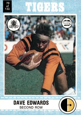 1977 Scanlens Common Card - Base 070 Dave Edwards Balmain Tigers