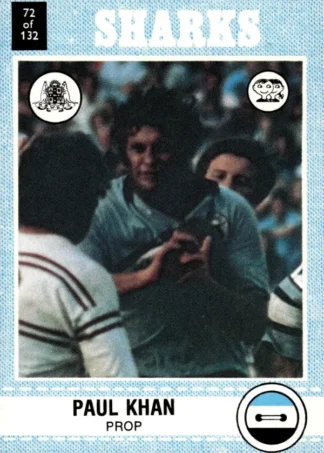 1977 Scanlens Common Card - Base 072 Paul Khan Cronulla Sharks