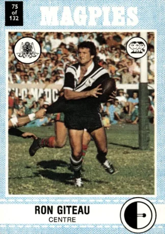 1977 Scanlens Common Card - Base 075 Ron Giteau Western Suburbs Magpies