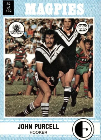 1977 Scanlens Common Card - Base 082 John Purcell Western Suburbs Magpies