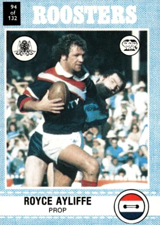 1977 Scanlens Common Card - Base 094 Royce Ayliffe Eastern Suburbs Roosters