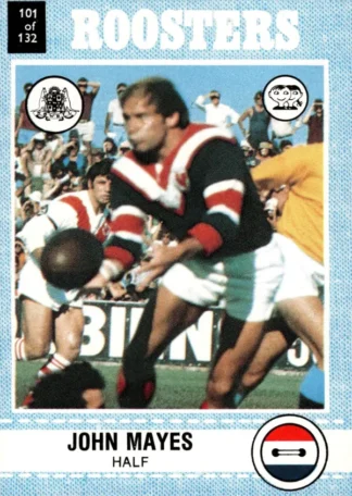 1977 Scanlens Common Card - Base 101 John Mayes Eastern Suburbs Roosters