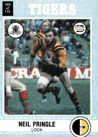 1977 Scanlens Common Card - Base 103 Neil Pringle Balmain Tigers