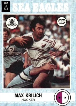 1977 Scanlens Common Card - Base 107 Max Krilich Manly Sea Eagles