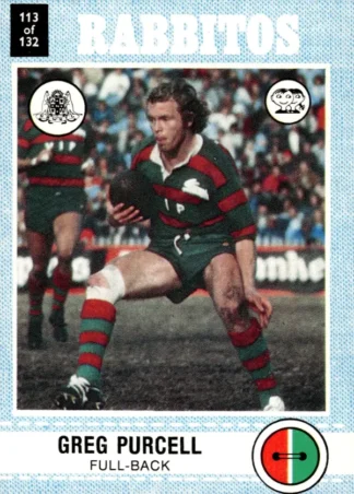 1977 Scanlens Common Card - Base 113 Greg Purcell South Sydney Rabbitohs