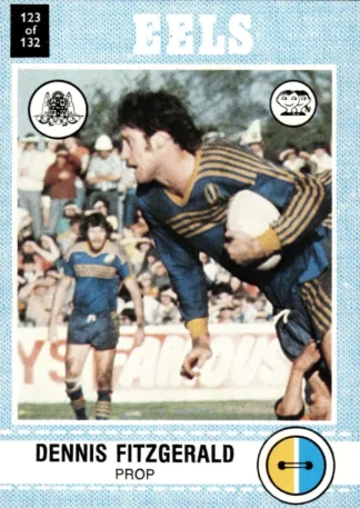 1977 Scanlens Common Card - Base 123 Dennis Fitzgerald Parramatta Eels