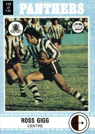 1977 Scanlens Common Card - Base 129 Ross Gigg Penrith Panthers